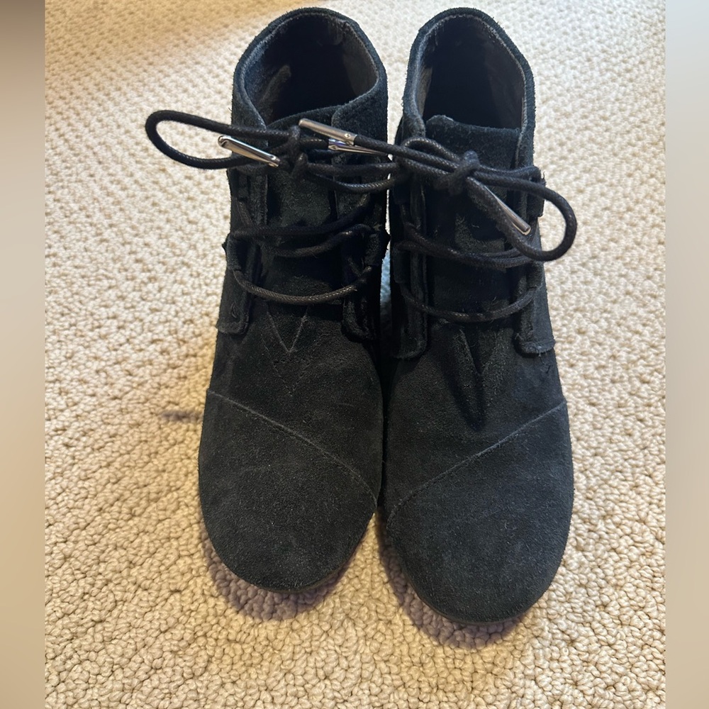 TOMS Black Suede Ankle Boots